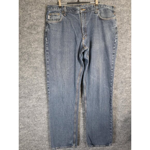 Carhartt Jeans Mens 38x36 Blue Relaxed Fit Denim Straight Leg Workwear Fading